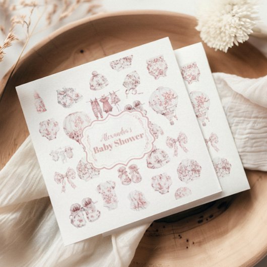 ピンク色の服トイルドジュエベイビーシャワー スタンダードカクテルナプキン