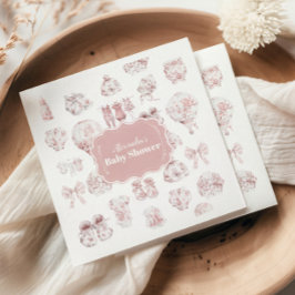 ピンク色の服トイルドジュエベイビーシャワー スタンダードカクテルナプキン