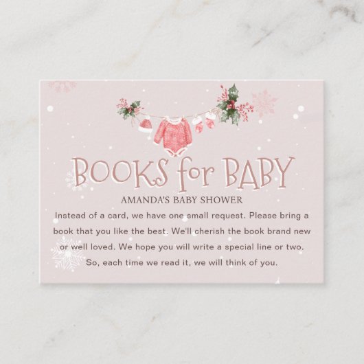 ピンク色の本ベビー用冷たい屋外ベビーシャワー エンクロージャーカード (正面)