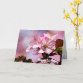 ピンク色の桜の花の束 カード (黄色い花)