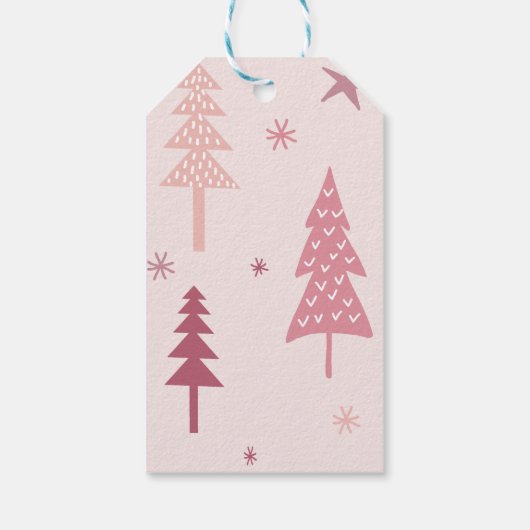 ピンク色の森のトナカイ ギフトタグ