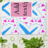 ピンク色の水の色のパターンを追加の名前文字カスタム キッチンタオル (折り畳み)