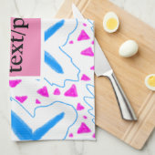 ピンク色の水の色のパターンを追加の名前文字カスタム キッチンタオル (四つ折り)