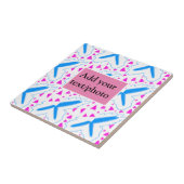 ピンク色の水の色のパターンを追加の名前文字カスタム タイル (側面)