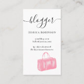 ピンク色の水モダン彩バッグ文字ファッションブロガー 名刺 (裏面)
