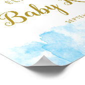 ピンク色の水彩グリッター性別の表示ようこそ ポスター (角)