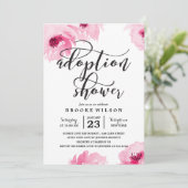 ピンク色の水彩バラの採用ベビーシャワー 招待状 (スタンド正面)