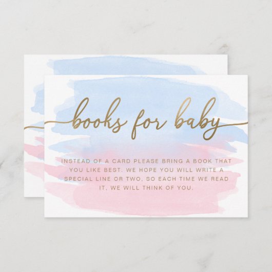 ピンク色の水彩図書要求挿入カード エンクロージャーカード (正面/裏面)