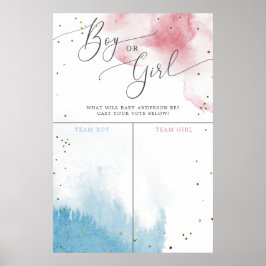 ピンク色の水彩性別が投票記号を明らかにする ポスター