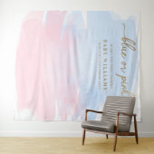 ピンク色の水彩性別の背景を表示 タペストリー (インサイチュ(横))