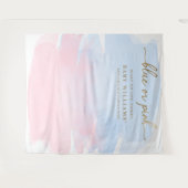 ピンク色の水彩性別の背景を表示 タペストリー (正面(横))