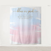 ピンク色の水彩性別の背景を表示 タペストリー (正面)