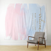 ピンク色の水彩性別の背景を表示 タペストリー (インサイチュ(横))