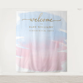 ピンク色の水彩性別の背景を表示 タペストリー