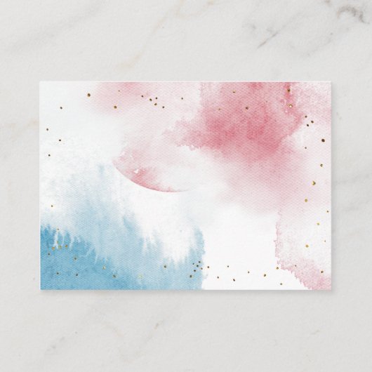 ピンク色の水彩性別リビールブックリクエスト エンクロージャーカード (裏面)