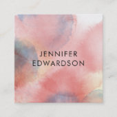 ピンク色の水彩画(ばちゃばちゃ)跳ねるスクエア名刺 スクエア名刺 (正面)