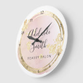 ピンク色の水彩画 ラージ壁時計 (傾斜)