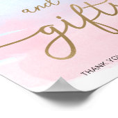 ピンク色の水彩金ゴールドカードとギフトサイン ポスター (角)