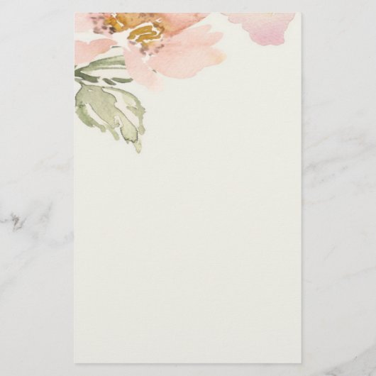 ピンク色の水色の花パーソナライズされた 便箋 (裏面)