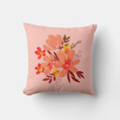 ピンク色の水色の花 クッション (正面)