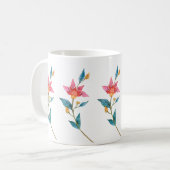 ピンク色の水色の花 コーヒーマグカップ (正面左)