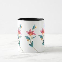ピンク色の水色の花 マグカップ