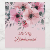 ピンク色の水色の花 ワインラベル (シングルラベル)