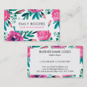 ピンク色の水色の花 名刺 (正面/裏面)