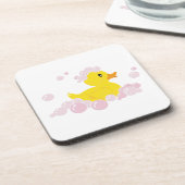 ピンク色の泡で鴨 コースター (左側)