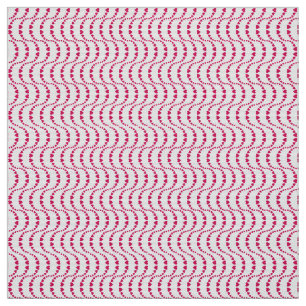 ピンク色の波状カラフルハートのパターン ファブリック