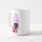 ピンク色の洗脳されたパペットが指差している コーヒーマグカップ (正面左)