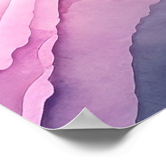 ピンク色の海波 ポスター (角)