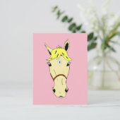 ピンク色の漫画ポニー ポストカード (スタンド正面)