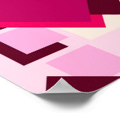 ピンク色の濃い幾何学的抽象芸術の正方形 ポスター (角)