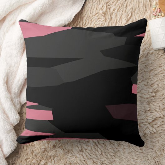 ピンク色の灰色と黒の抽象芸術 クッション (ブランケット)