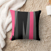 ピンク色の灰色と黒の抽象芸術 クッション (ブランケット)
