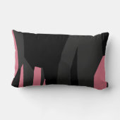 ピンク色の灰色と黒の抽象芸術 ランバークッション (裏面)