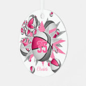 ピンク色の灰色のバスケット星の女の子の形見 メタルオーナメント (正面左)