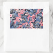 ピンク色の灰色の迷彩 長方形シール (バッグ)