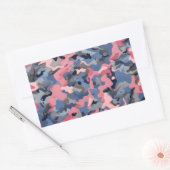ピンク色の灰色の迷彩 長方形シール (封筒)