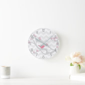 ピンク色の灰色の鳥の分岐壁時計 ラウンド壁時計 (ホーム)