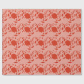 ピンク色の熱帯の赤い花 ラッピングペーパー (フラット)