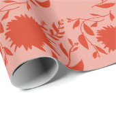 ピンク色の熱帯の赤い花 ラッピングペーパー (ロールコーナー)