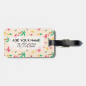 ピンク色の熱帯フラミンゴの夏のパターン ラゲッジタグ (裏面横)