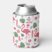 ピンク色の熱帯フラミンゴエレガントフローラ 缶クーラー (缶正面)
