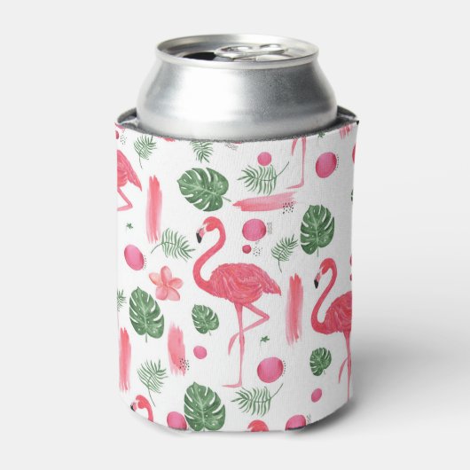 ピンク色の熱帯フラミンゴエレガントフローラ 缶クーラー (缶正面)