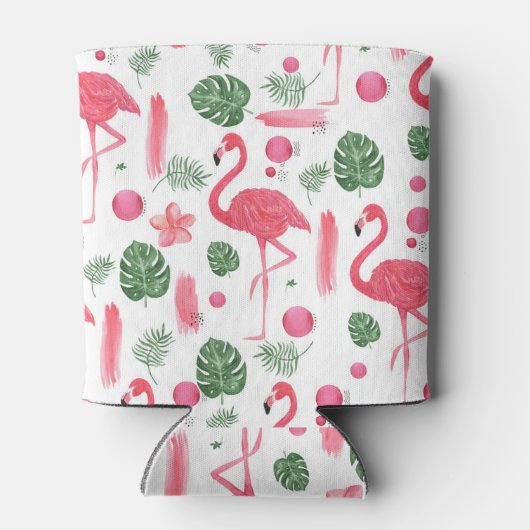 ピンク色の熱帯フラミンゴエレガントフローラ 缶クーラー (裏面)