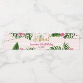 ピンク色の熱帯フローラのウォーターボトルラベル ペットボトルラベル (シングルラベル)