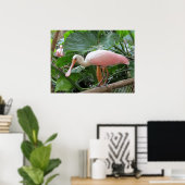 ピンク色の熱帯性のバラ色の鳥のポスター ポスター (ホームオフィス)