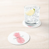 ピンク色の熱帯性パイナップル ラウンドペーパーコースター (インサイチュ)